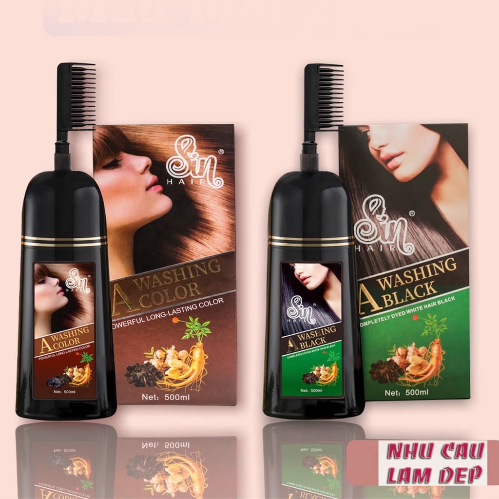 DẦU GỘI PHỦ BẠC SIN HAIR NHẬT BẢN 500ML THẢO DƯỢC NHUỘM ĐEN TÓC NÂU TÓC NHÂN SÂM