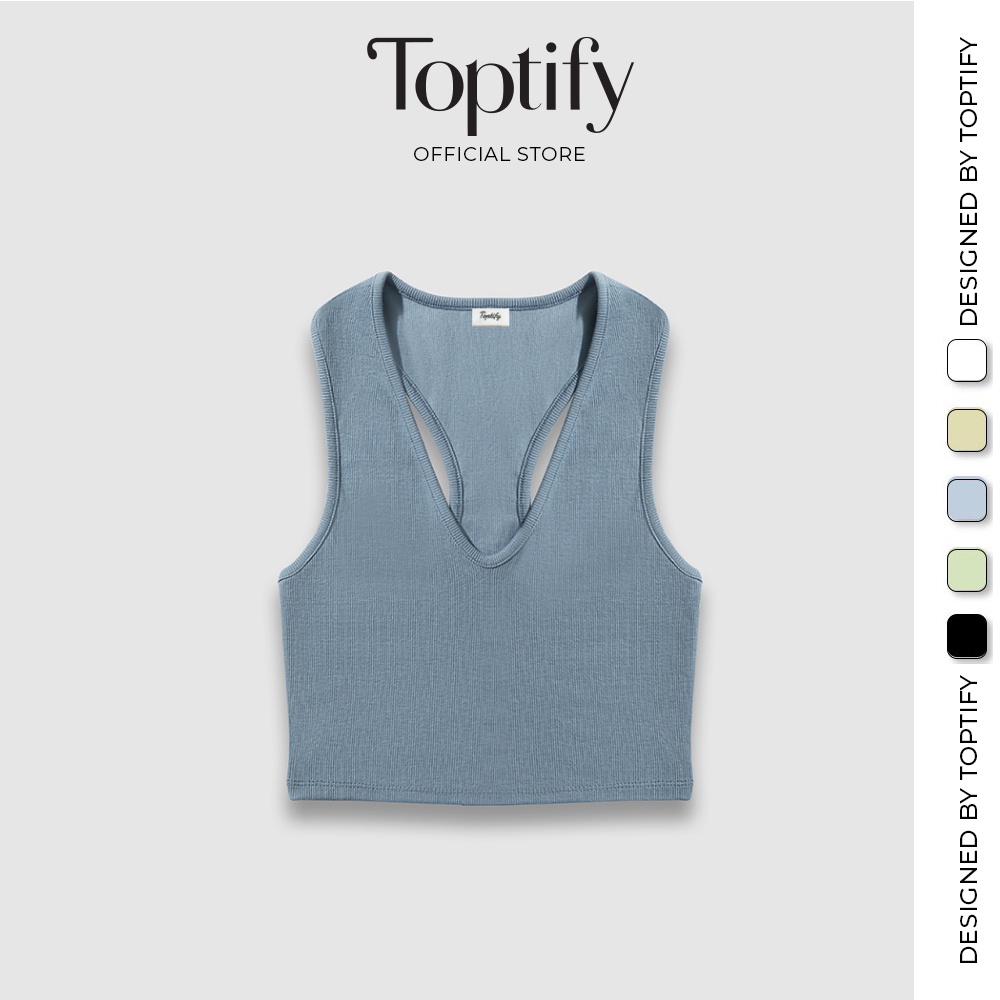 Áo croptop nữ ba lỗ trơn khoét lưng TOPTIFY chất thun bo gân co giãn form basic Into You Top AC222