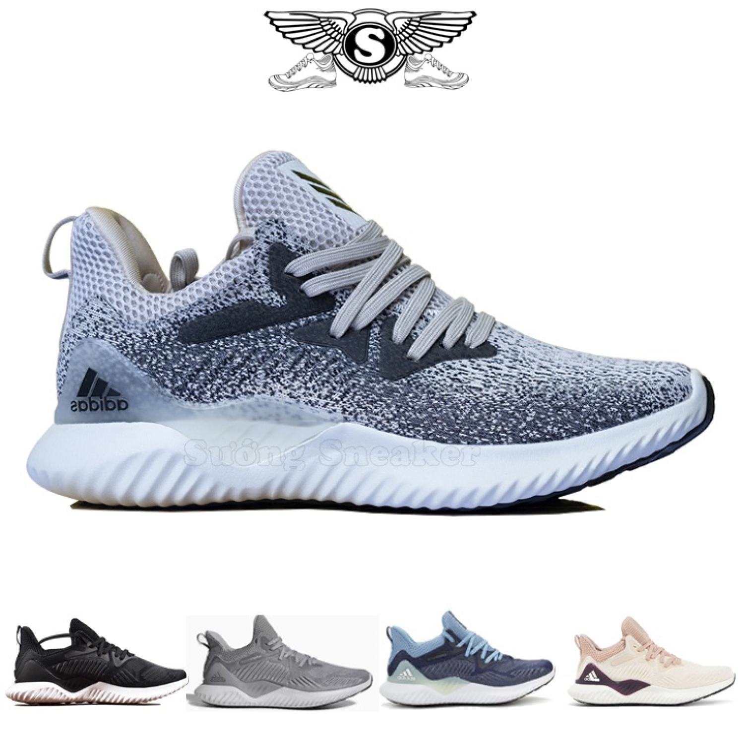 Giày alphabounce xám tiêu nam nữ 11 cao cấp full box