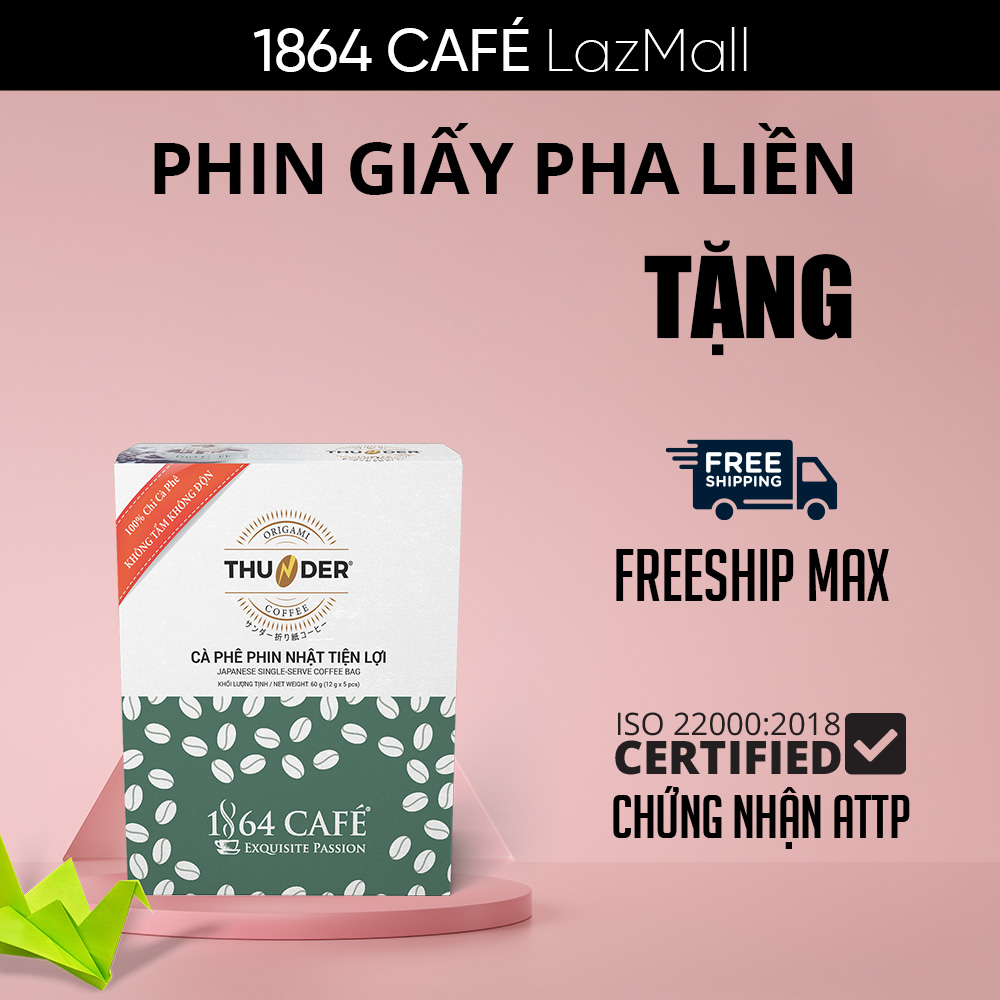 Gói Cà Phê Phin Giấy Nhật Uống Liền, Tiện Lợi 30s,Tặng kèm 01 thanh đường - 1864 CAFÉ