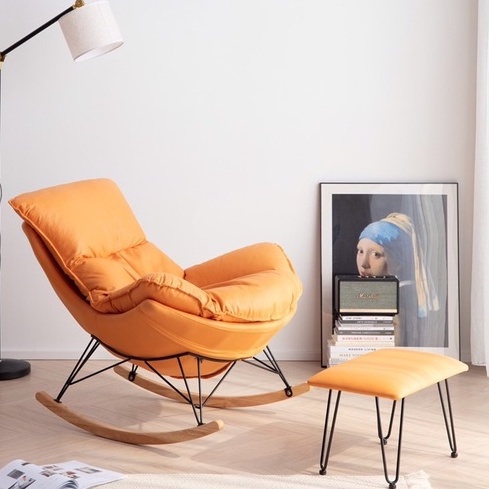 Miễn phí vận chuyểnghế thư giãn, ghế sofa bập bênh kèm đôn nằm đọc sách cực thích