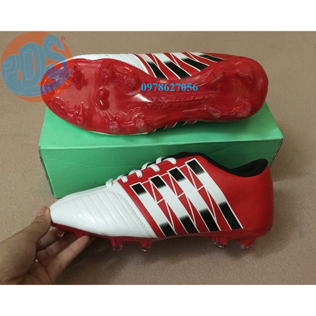 ☢◈♘ giày đá bóng predator 18 đinh FG đỏ trắng không dây / giày đá banh cao cổ predator 18.1 đinh FG .