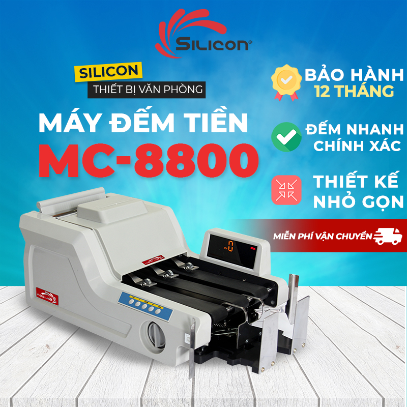Máy đếm tiền thông minh phát hiện tiền siêu giả nhập khẩu silicon mc-8800 - tốc độ đếm 1000 tờ/ phút - bảo hành toàn quốc