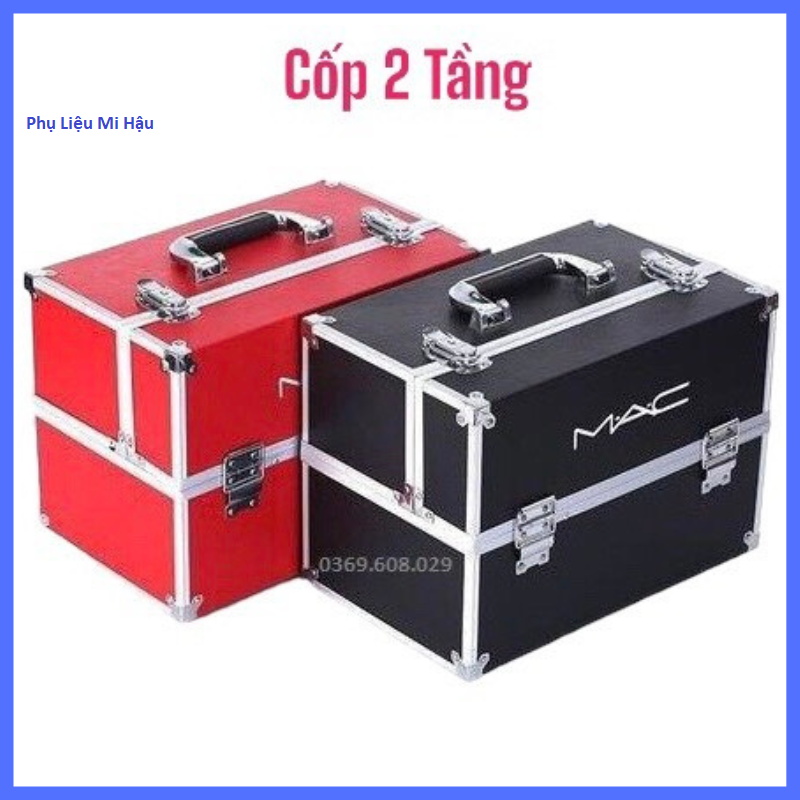 Cốp mac đựng đồ trang điểm 4 ngăn_tủ nhôm 2 tầng đựng đồ nail,mi, phun xăm,hộp đựng đồ nghề make up_tủ cốp nhôm đựng đồ_túi đựng mỹ phẩm