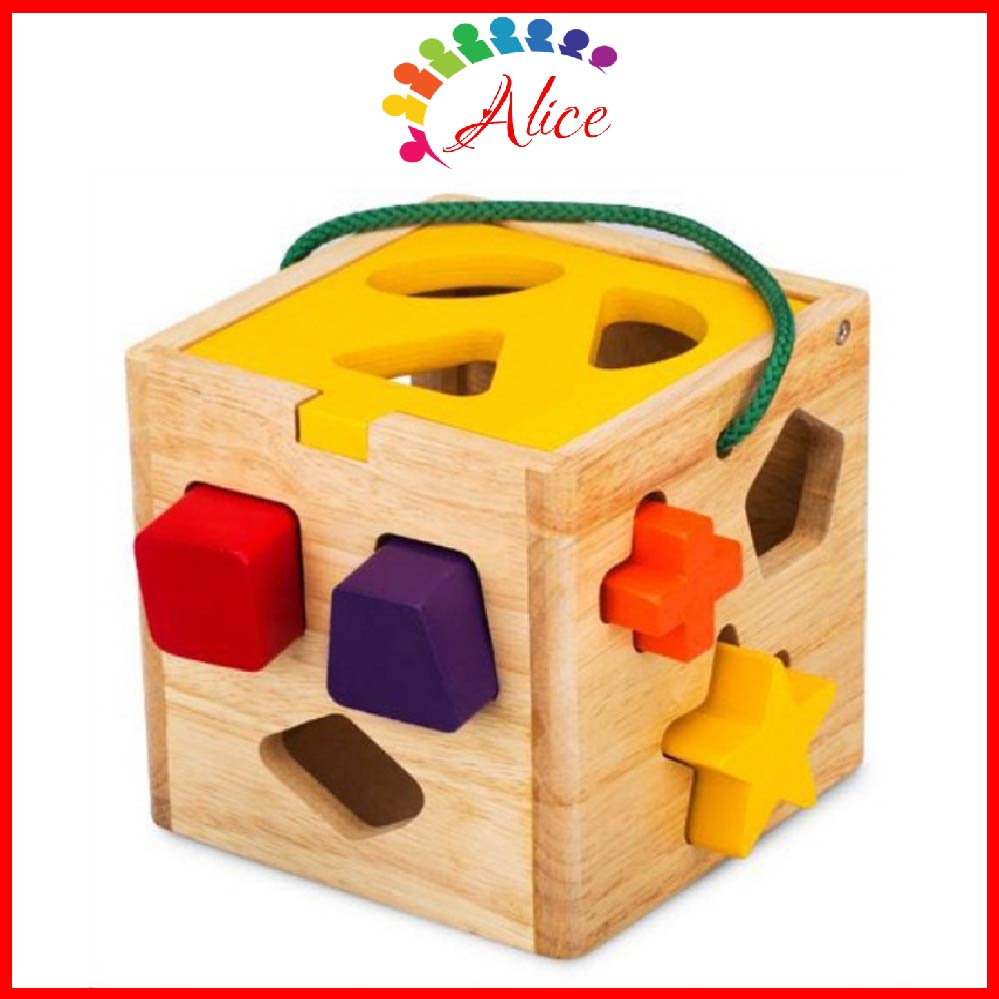 [HCM]Giỏ thả 12 khối - Đồ chơi gỗ thông minh Winwintoys cho bé