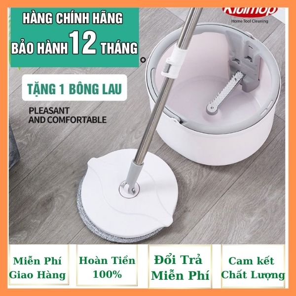 BỘ LAU NHÀ THÔNG MINH K8 - THÙNG VẮT XOAY TRÒN 360 ĐỘ CHẤT LIỆU NHỰA Pp , CÁN INOX DÀI 1.4 MÉT. MIẾNG LAU 25CM Microfiber.