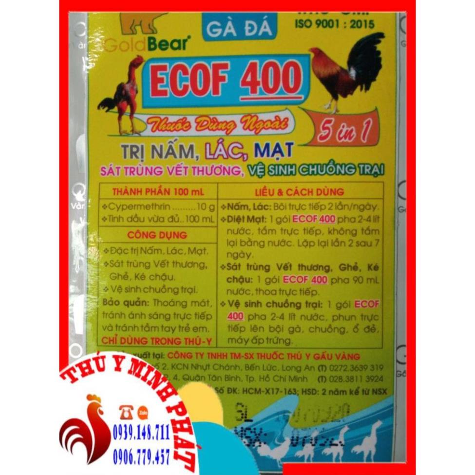 Ecof 400 (mạt gà, nấm, lác, sát trùng vết thương)