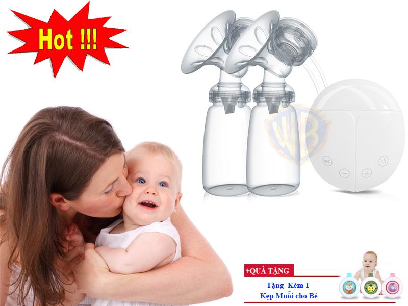 Máy vắt sữa bằng điện, tặng kẹp muỗi cho bé, máy hút sữa điện đôi 8 mức độ, may hut sua, may vat sua có chế độ massage, hút nhẹ nhàng, êm ái, chống tắc tia sữa. bh 6 tháng, đổi mới trong 7 ngày!