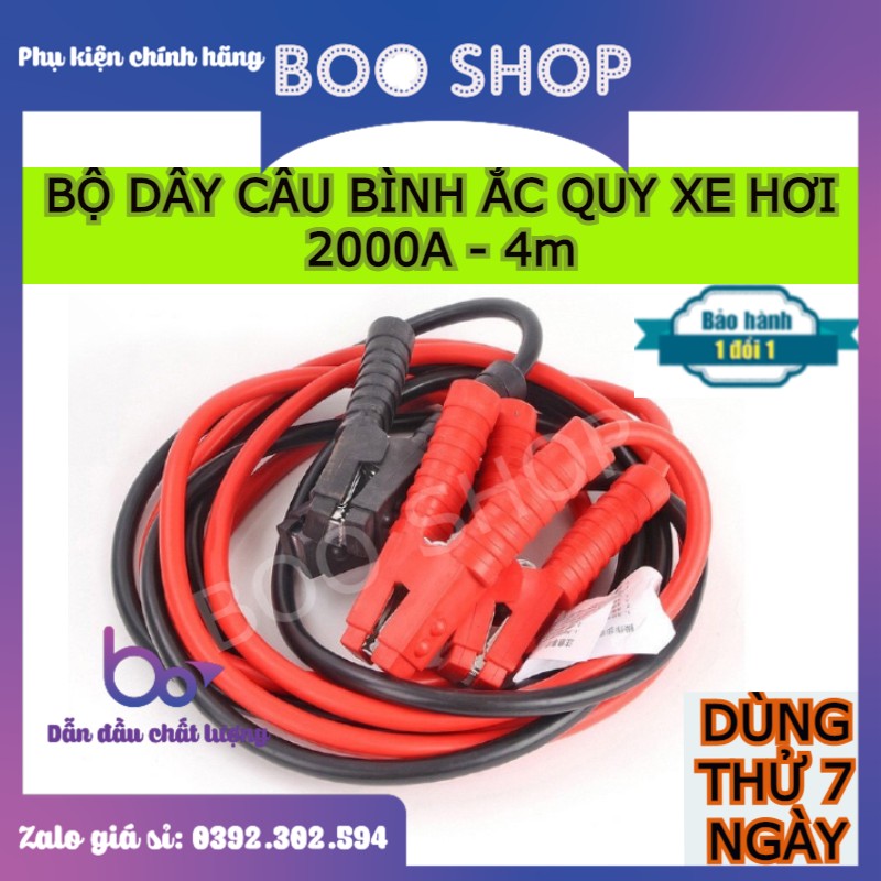 [ HÀNG LOẠI 1 ] Dây câu bình ắc quy xe hơi , ôtô 2000A x 4 mét, dây câu ắc quy cứu hộ ô tô - BH 1 ĐỔI 1
