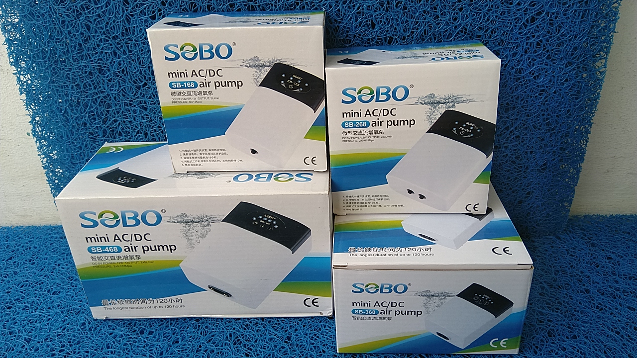 (Tặng phụ kiện) Máy sủi khí tích điện SOBO dùng cho hồ cá (SB-168-268-368-468-568).