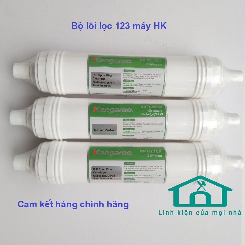 Combo 3 Lõi lọc nước, bộ lọc thô1,2,3, loc nước máy KG100HK. KG100ES. KG100EO