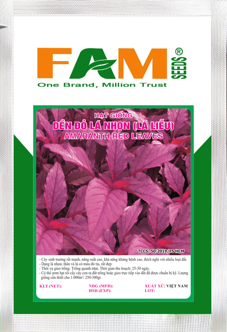 [HCM]Hạt Giống Dền Đỏ Lá Nhọn FAM SEEDS - Gói 20gr