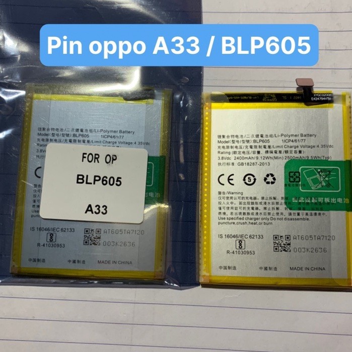 Pin oppo blp605 / a33 / a35 / f1w / 3200mah - zin hãng - có bảo hành