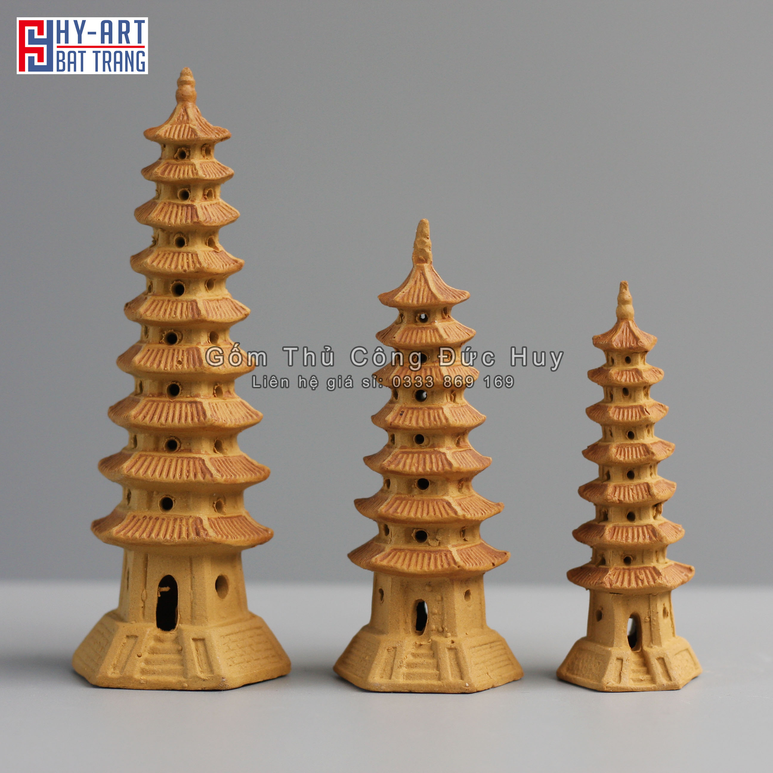 Mô hình gốm tháp tròn mini - trang trí hòn non bộ - tiểu cảnh - bể cá
