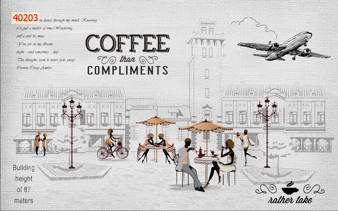 tranh dán tường 3d trang trí quán cafe atk10