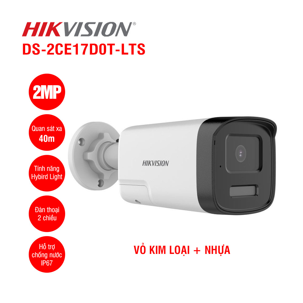 ( Chính hãng ) Camera FULL COLOR tích hợp MIC 2.0MP sử dụng với đầu ghi hình . DS-2CE16D0T-LtS, DS-2