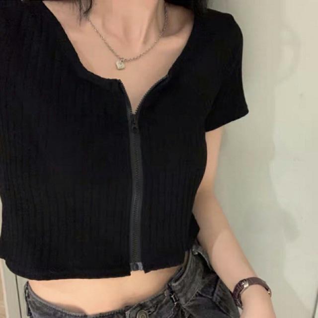 Áo croptop dây kéo