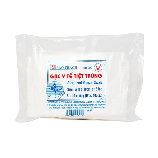 [HCM]Combo 5 gói gạc y tế tiệt trùng Bảo Thạch size 8cm x 10cm x 12 lớp 10 miếng/gói