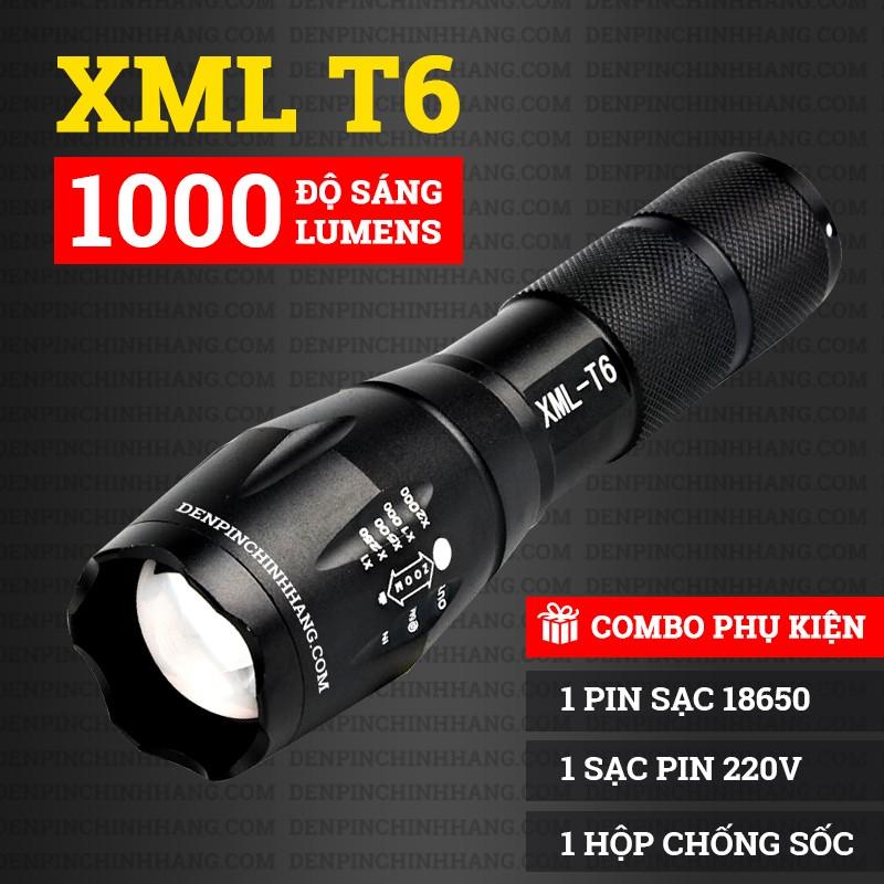 Đèn pin led siêu sáng chiếu xa Xinsite mẫu T6 điều chỉnh được 5 chế độ chiếu xa trăm mét tầm chiếu sáng và chống nước