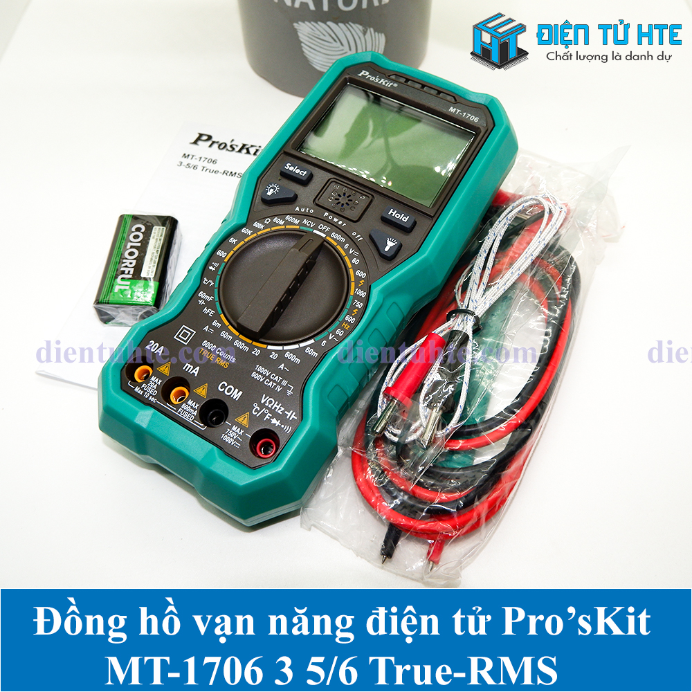 Đồng hồ vạn năng số điện tử pro'skit mt-1706 3-5/6 true rms full chức năng
