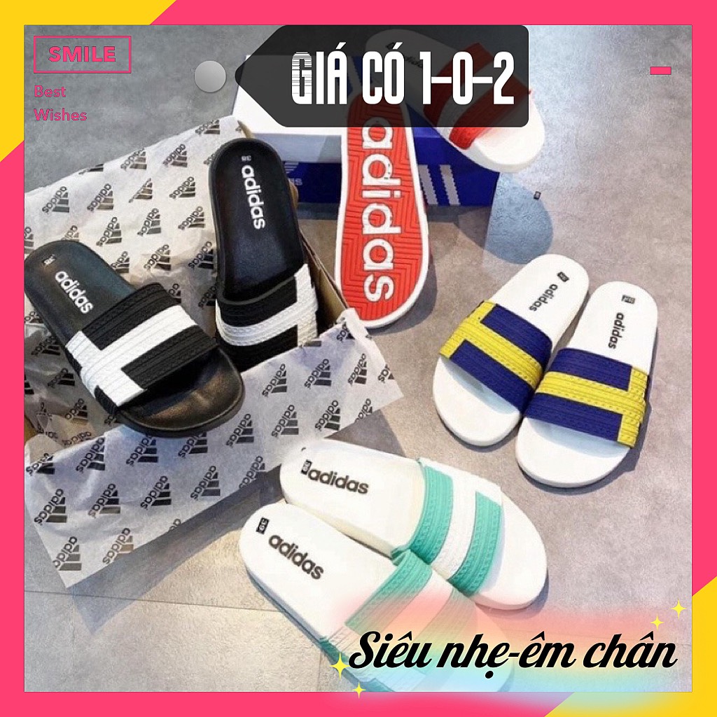 Dép ADIDAS quai ngang nam nữ  họa tiết chữ thập phong cách thể thao