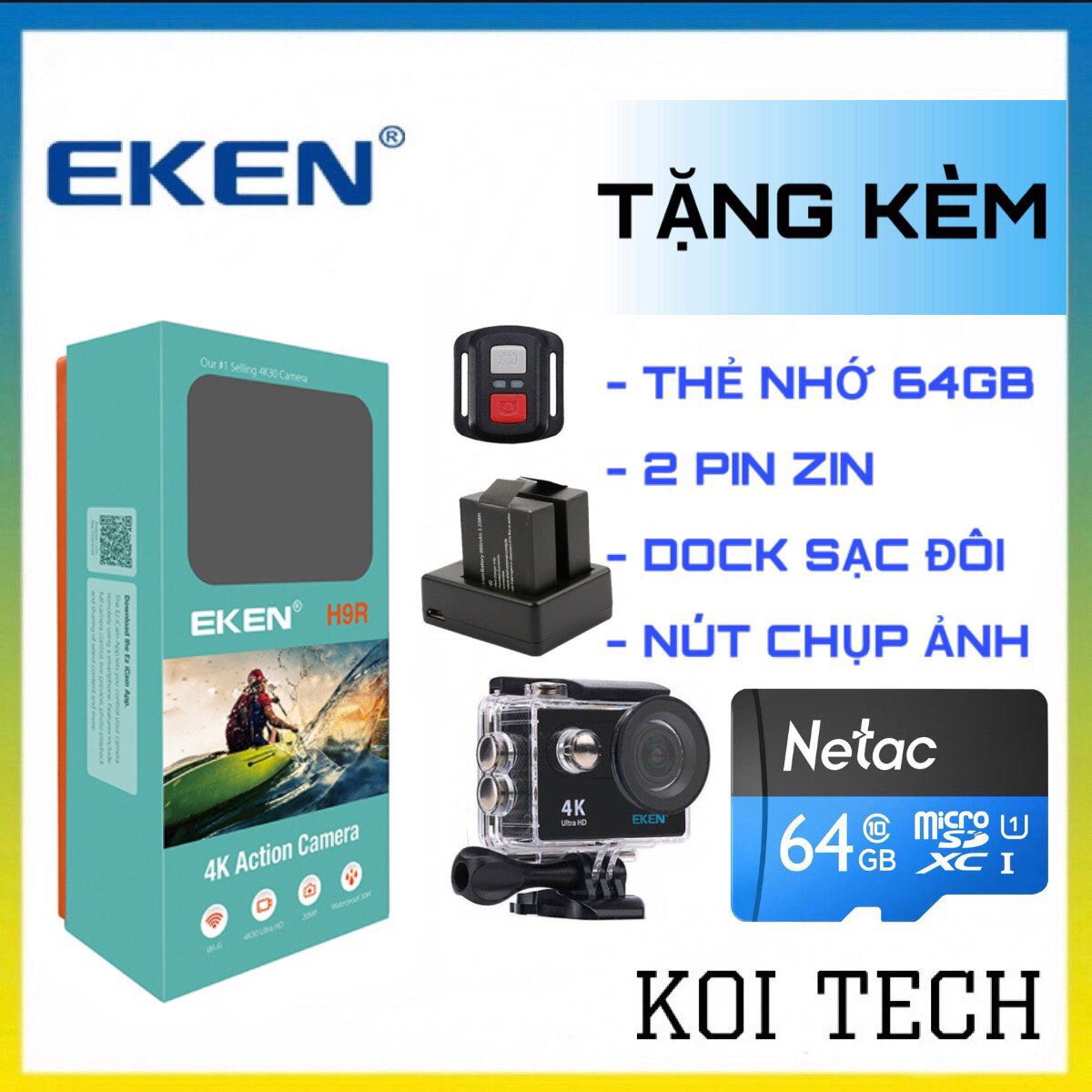 [Tặng thẻ nhớ 64gb] Kinh Nghiệm Mua Camera Hành Trình, Camera Thể Thao & Hành Động, Camera Hành Trình 4K Wifi Eken H9R, Chống Rung Lấy Nét Tự Động-Điều Khiển Từ Xa 30M-Bh 1 Đổi 1 Trong 12T