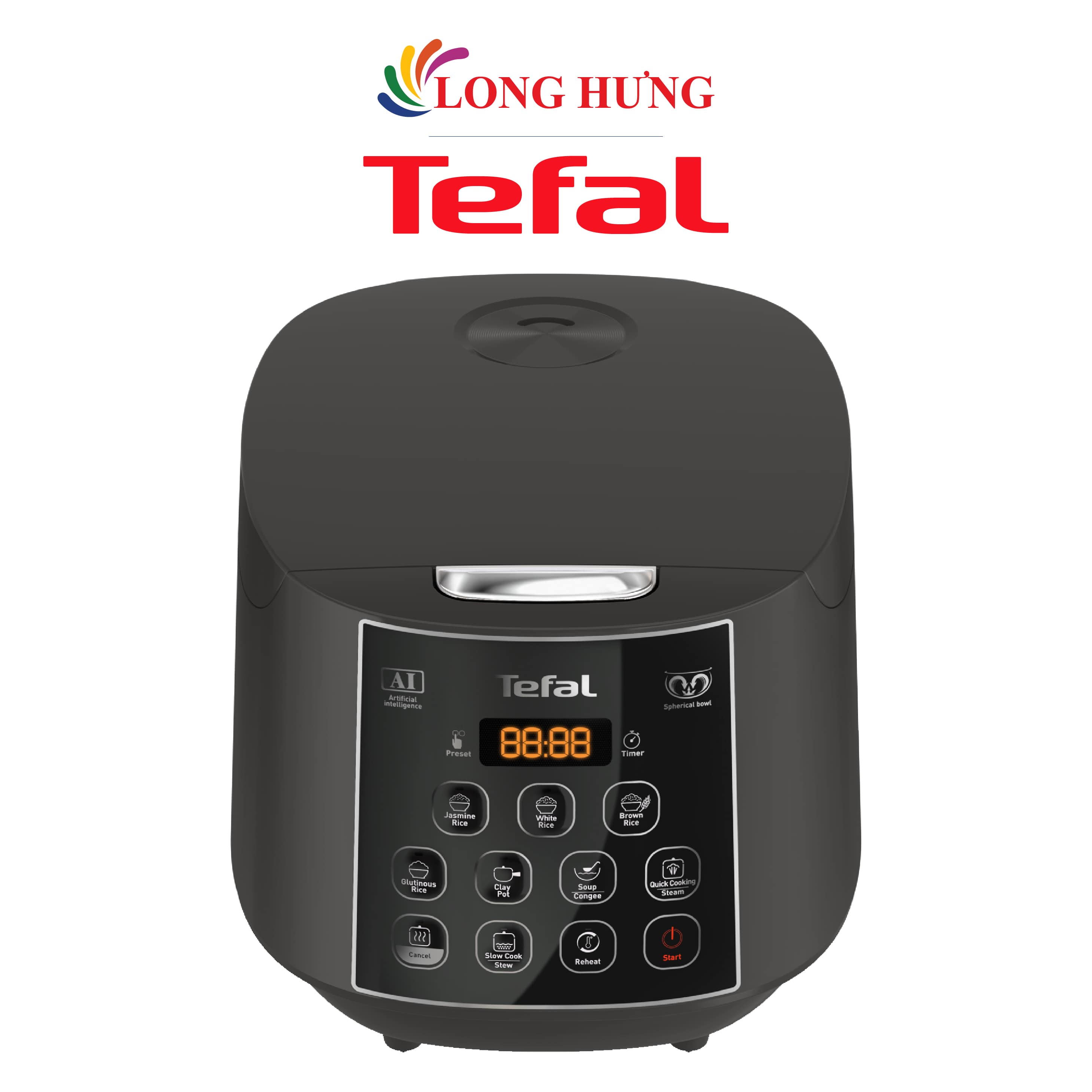 Nồi cơm điện tử Tefal 1.8 lít RK736B68 - Hàng chính hãng - Công nghệ điện từ Fuzzy Logic, nhôm phủ chống dính, có xửng hấp