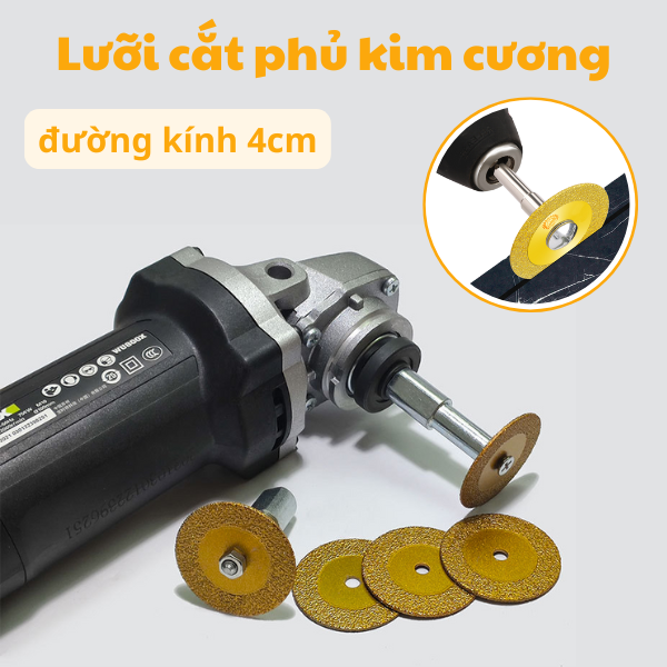 Lưỡi cưa, lưỡi cắt mini 40mm phủ kim cương cắt đá hoa cương gắn máy mài, máy khoan