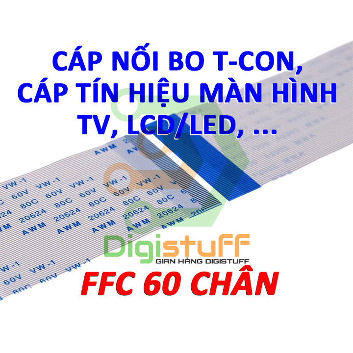Cáp nối bo t-con ( tcon ) Ti vi TV cáp tín hiệu LCD / LED 60 chân AWM 20624 AWM 20861 thay thế một số model màn hình tivi LG Samsung Sony