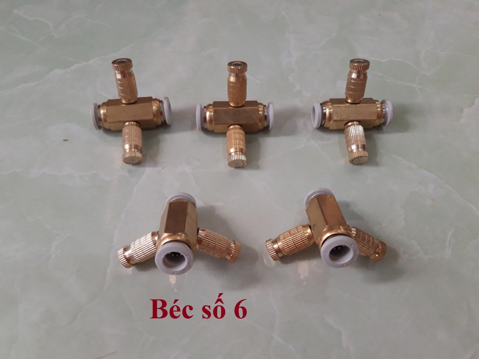 Bộ 5 đế giữa 2 hướng chữ V + béc phun sương tưới lan/ hoa/ rau (béc số 4- 5- 6- 8)