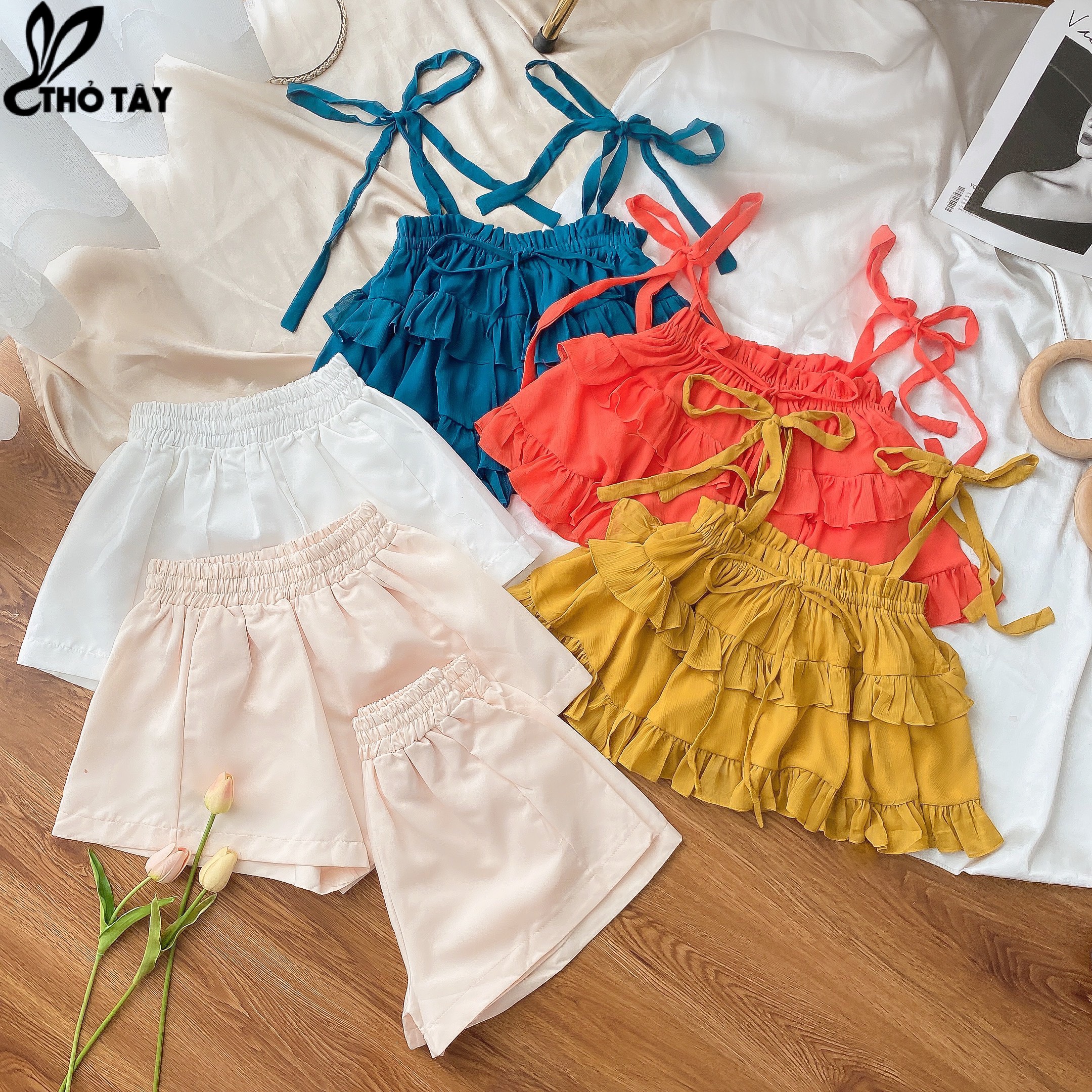 Set bộ nữ áo dây babydoll - thỏ tây s239cx84