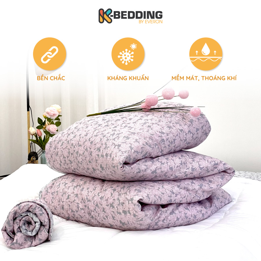 Chăn bốn mùa k-bedding by everon kmtp 113 microtencel hồng in hoa