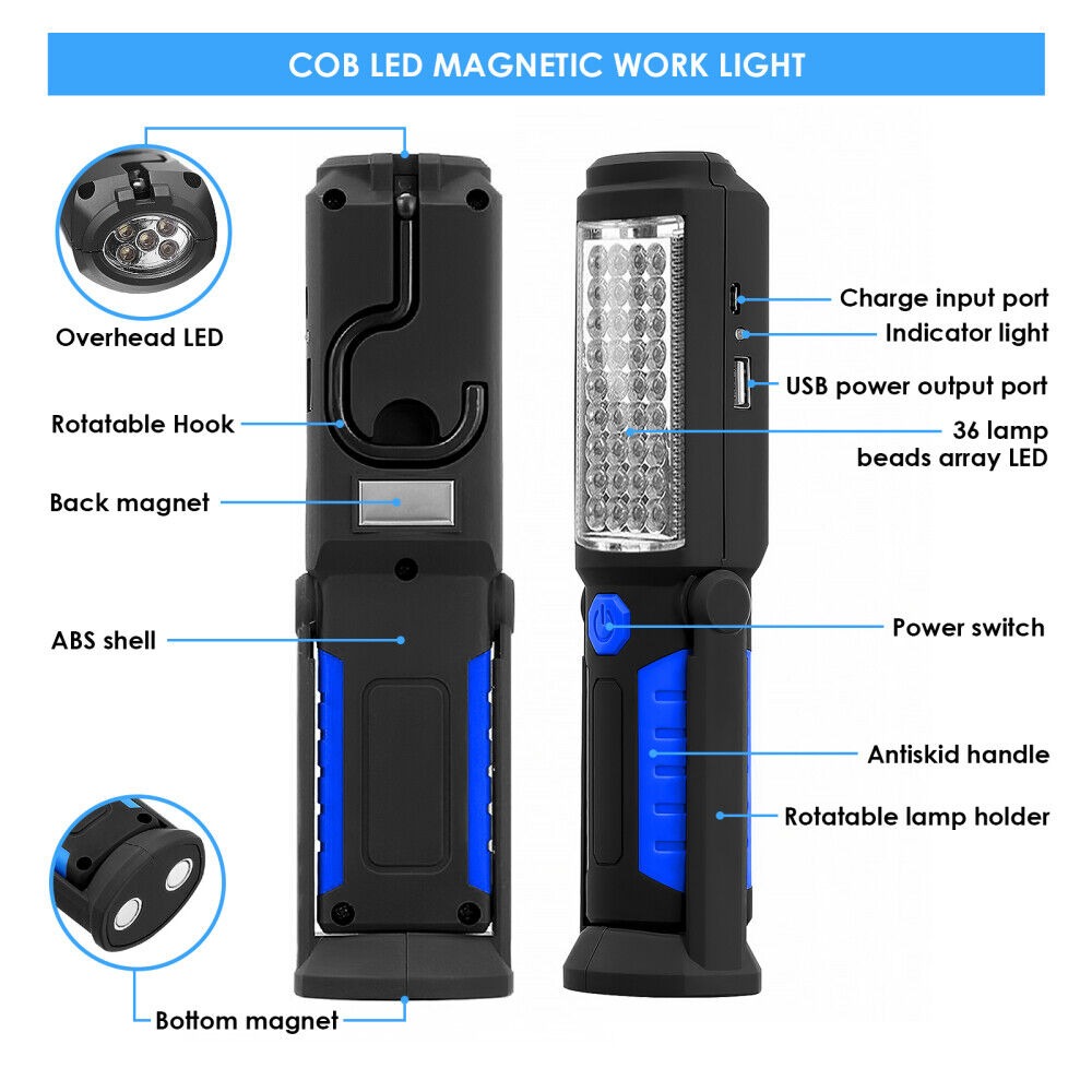 VULNER Đa chức năng LED COB Không dây USB Có Thể Sạc Lại Đèn kiểm tra Đèn