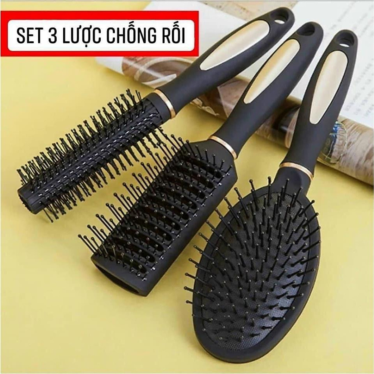 Sét 3 lược chải tóc chống rối hiệu quả, không đau. Lược tạo kiểu tóc, massage da dầu dành cho mọi loại tóc