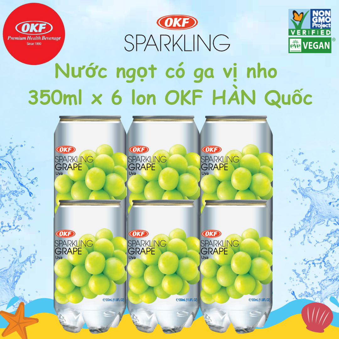 Nước ngọt có ga vị nho 350ml x 6 chai okf hàn quốc