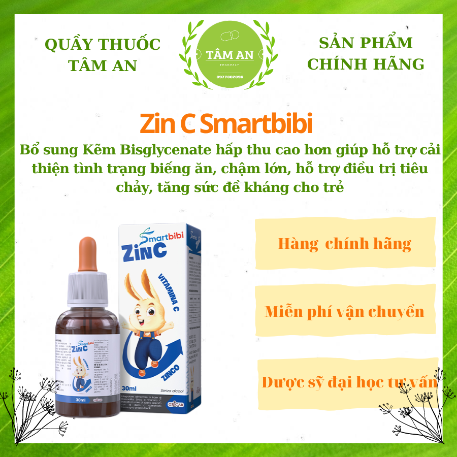 Zin c smartbibi - bổ sung kẽm giúp trẻ ăn ngon lọ 30ml