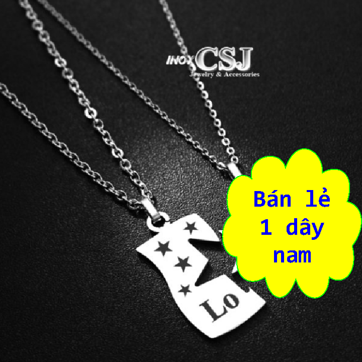 ( Có bán lẻ 1 sợi ) Dây chuyền cặp đôi inox hình 2 mảnh ghép ngôi sao Love