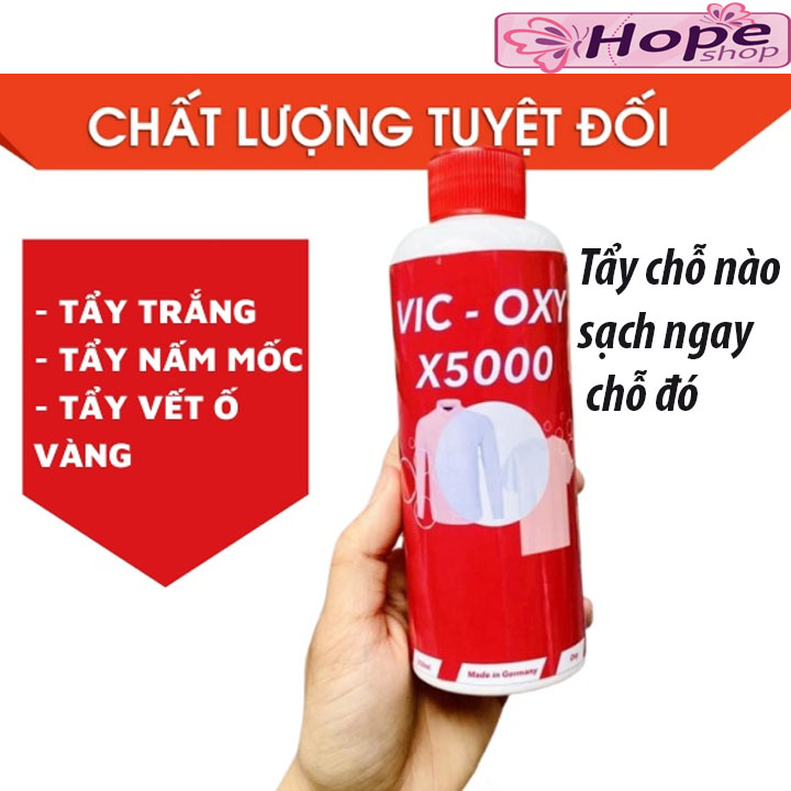 Tẩy trắng quần áo, tẩy nấm mốc áo quần Vic oxy X5000, nước tẩy trắng quần áo, vết ố quần áo đa năng thần thánh, Không làm hỏng vải quần áo kể cả quần áo có màu