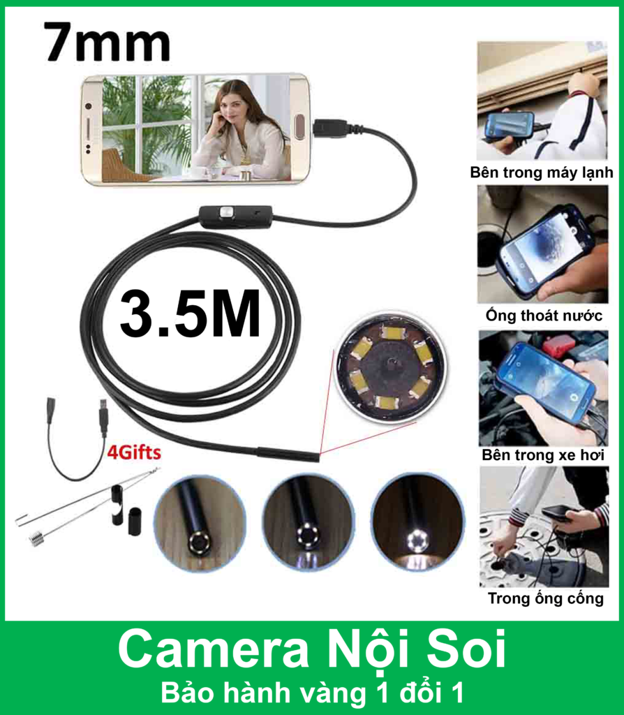 [HCM]camera chống nước ngoài trờiCamera nội soi 2in1- 5.5mm - dài 1m hỗ trợ điện thoại Android và Laptop/máy tính thiết kế nhỏ gọntiện lợiBảo Hành uy tín tháng 1 đổi 1.