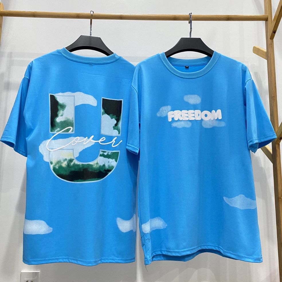 [HCM]Áo Tee Uncover Freedom - áo UCOVER Freedom xanh mây trắng