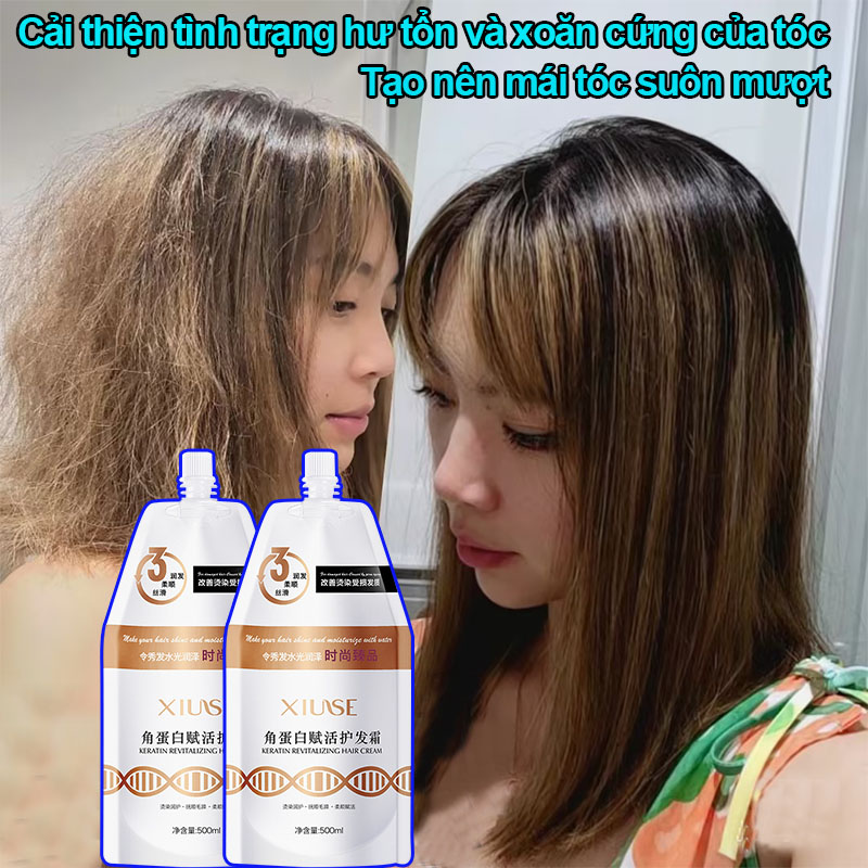 Kem xả tóc keratin Kem Ủ Phục Hồi Tóc Mặt Nạ Tóc Keratin Dầu Xả phục hồi tóc hư tổn smooth keratin làm dày mềm mượt giảm rối khô Chăm Sóc Tóc Chuyên Sâu Khỏi Tác Động Nhiệt Chăm Sóc Tóc Xoăn Hư Tổn Phục Hồi Sâu 500ml