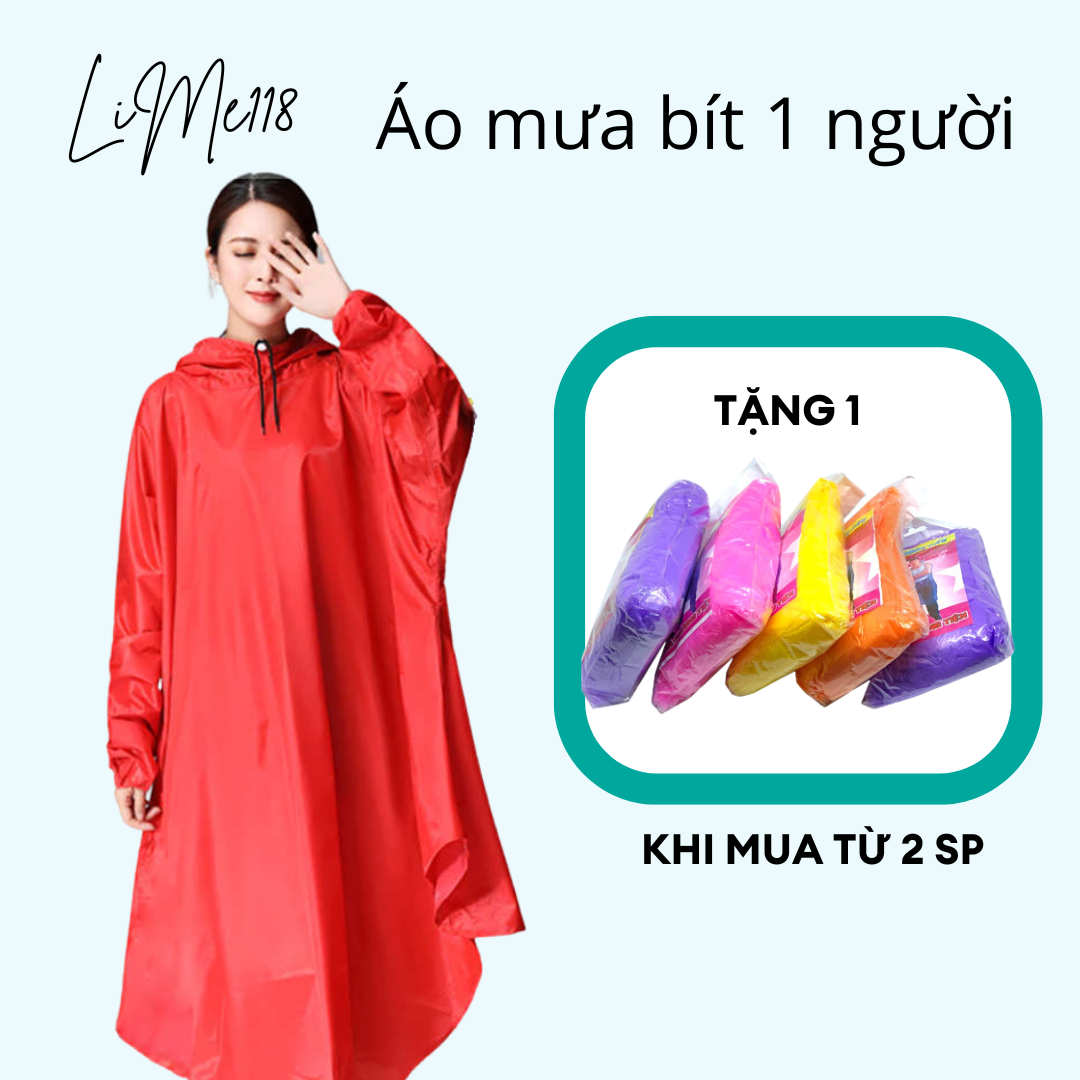 Áo mưa 1 người loại tốt - áo mưa bít người lớn không xẻ tà da cá xịn chống thấm nước - LiMe118