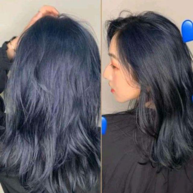 Thuốc nhuộm tóc màu xanh dương đen khói kèm trợ nhuộm