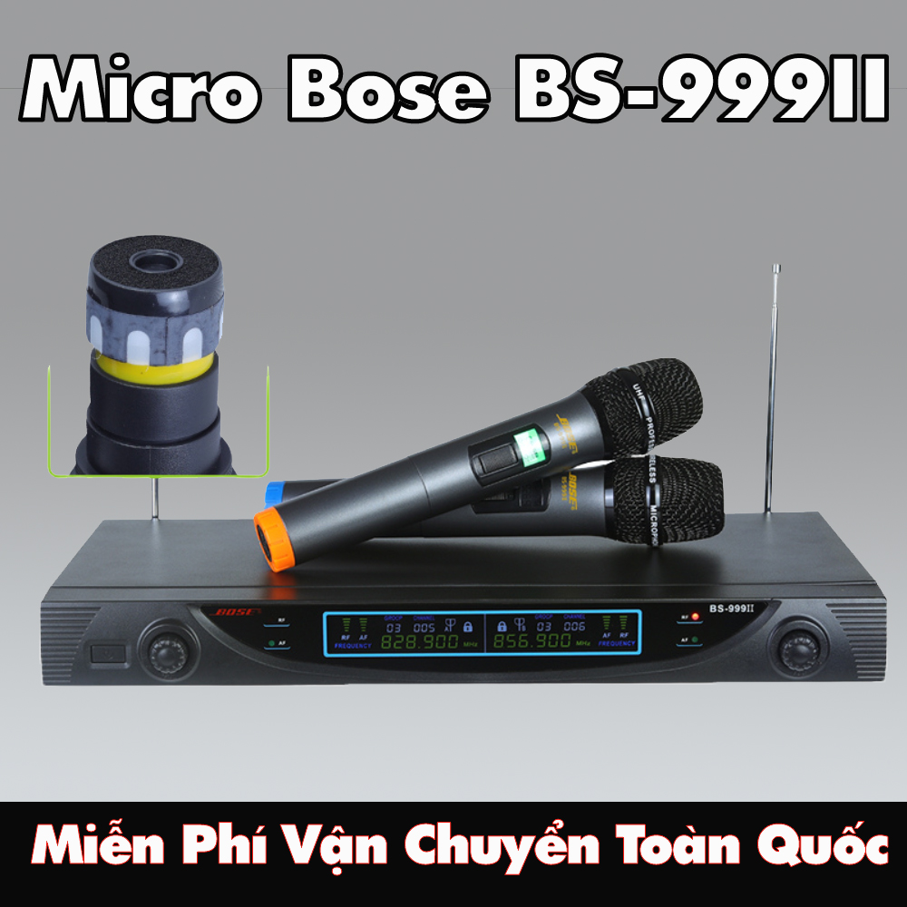 Mic không dây bose bs - 999ii, tần sóng uhf xa, sóng siêu sạch, chống hú rít, lọc tạp âm cho âm thanh chi tiết, thiết kế kim loại sang trọng tinh tế