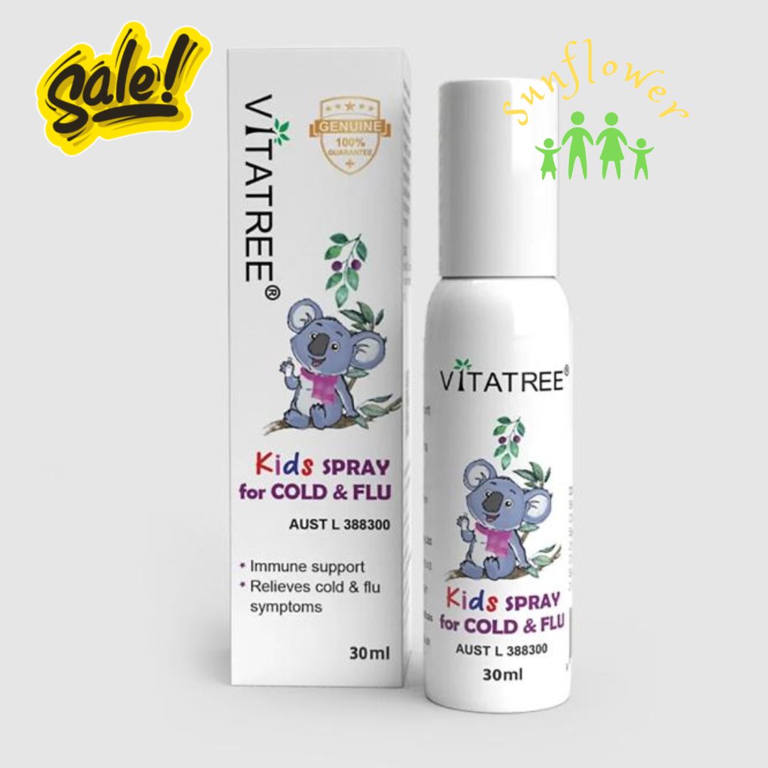 Xịt Họng Vitatree Kids Spray for Cold and Flu 30ml Giảm Ho Cảm Lạnh và