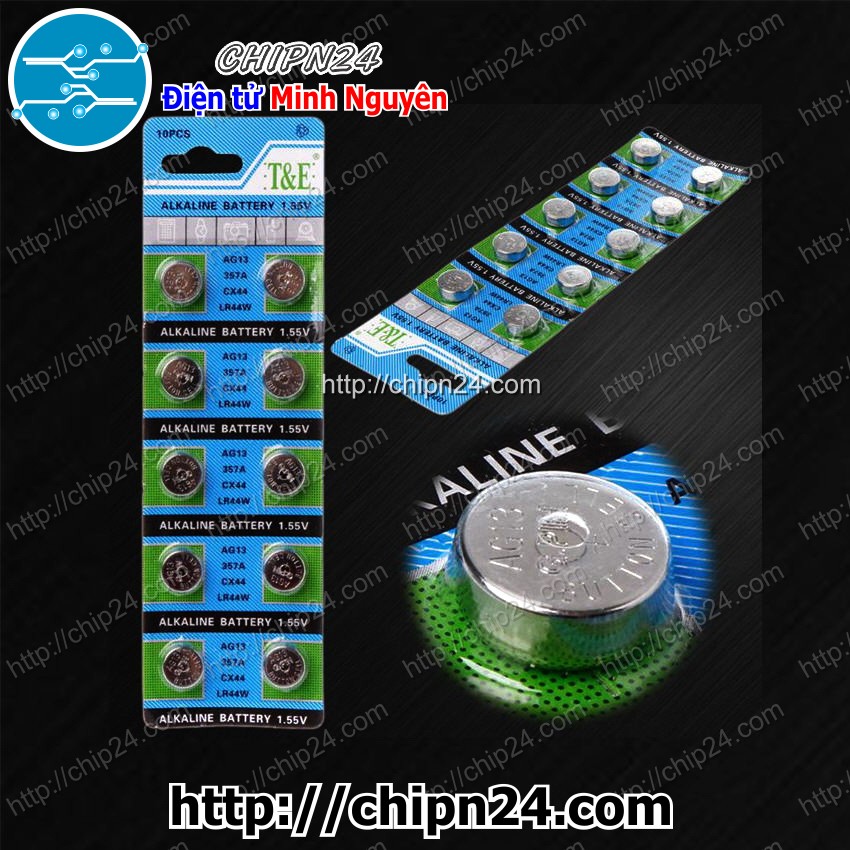 [2 viên] Pin cúc áo AG13 (LR44 LR44H 357A CX44 1.55V)