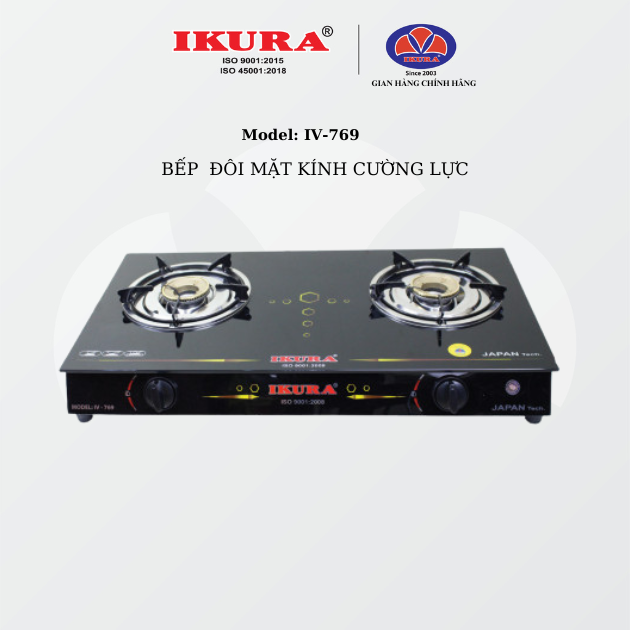 Bếp gas đôi mặt kính IKURA