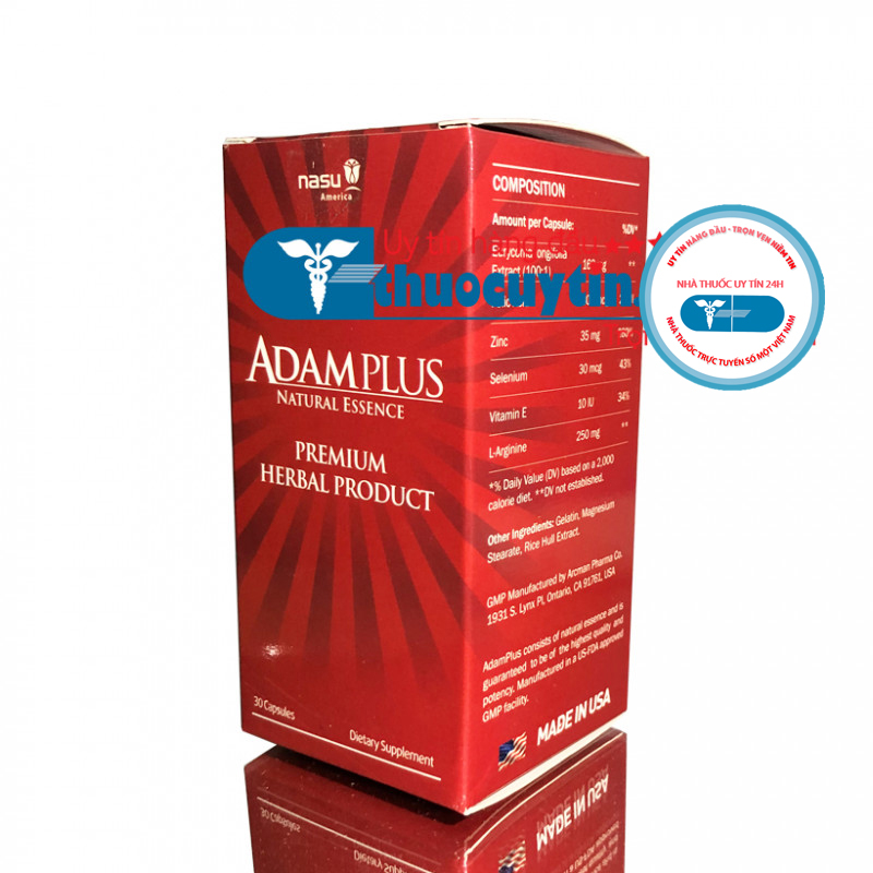 Adam Plus - Viên uống bổ thận, tráng dương, tăng cường sinh lý nam giới - Lọ 30 viên