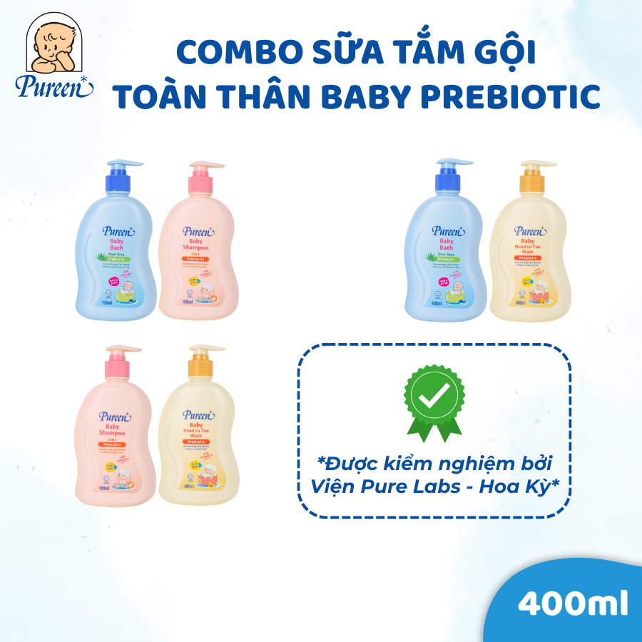 [COMBO] Sữa tắm gội toàn thân Baby và Kids Prebiotic 400ml