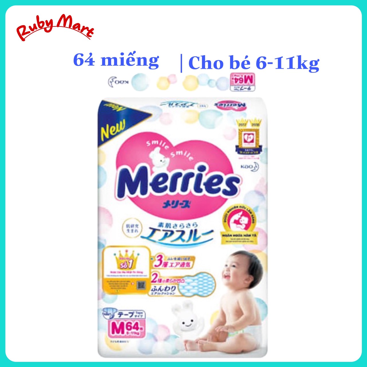 Tã dán Merries size M64